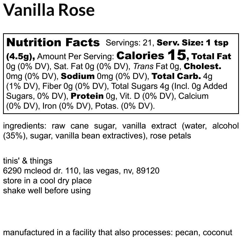 Vanilla Rose Coffee & Dessert Topping